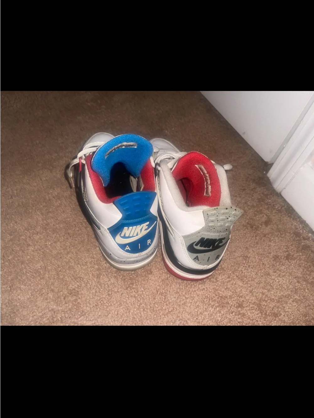 Jordan Men’s White Red and Blue Retro Sneakers